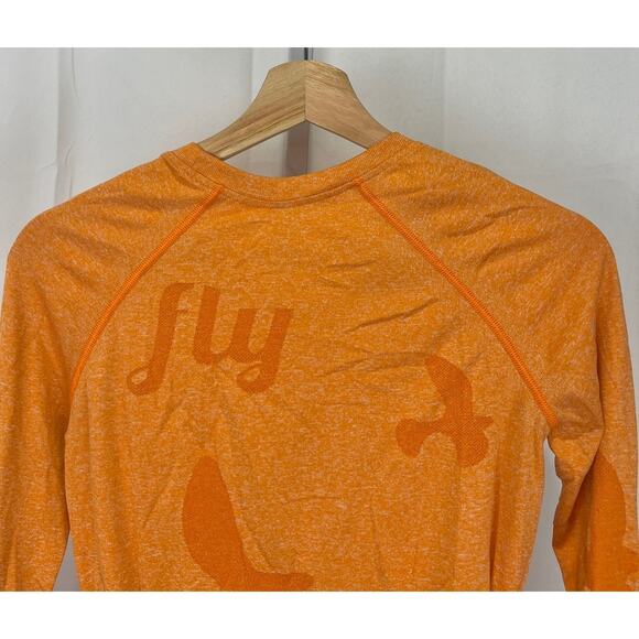 OISELLE Altitude Bird Long Sleeve Top Crew Neck Pullover Stretch Orange Size S - Picture 7 of 8